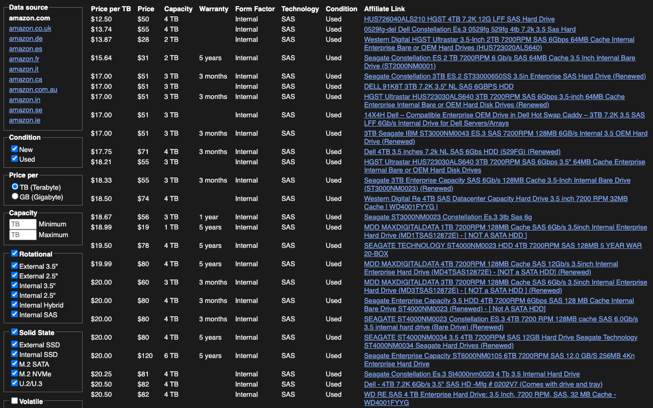 Disk Prices Screenshot