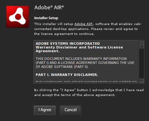 Installation setup. Adobe Air. Adobe installer. Adobe Air что это за программа. Окно Adobe installer не открывается целиком.